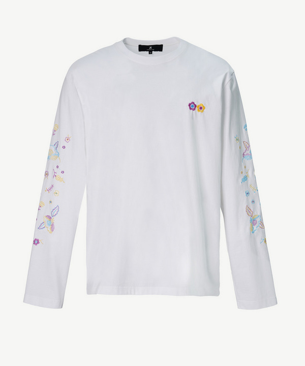 PHOTOCHROMIC FLOWER EMBROIDERY LONG T-SHIRT 詳細画像 WHITE 1
