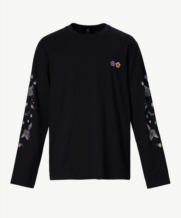 PHOTOCHROMIC FLOWER EMBROIDERY LONG T-SHIRT 詳細画像 BLACK 1