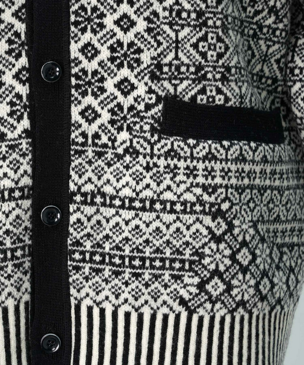 PATCHWORK NORDIC KNIT CARDIGAN 詳細画像 WHITE 4