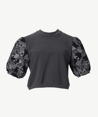 PATCHWORK JACQUARD CROPPED TOP
