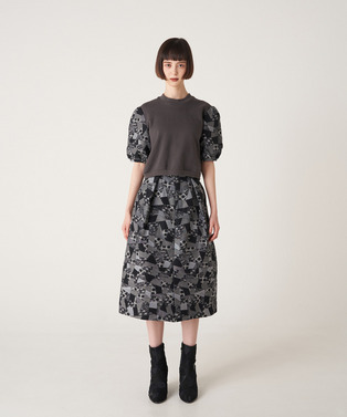 PATCHWORK JACQUARD CROPPED TOP 詳細画像