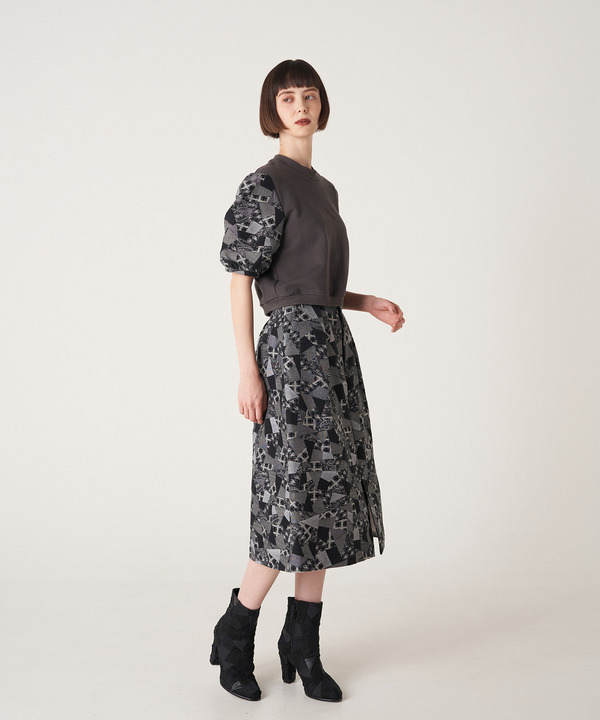 PATCHWORK JACQUARD CROPPED TOP 詳細画像 GRAY 10