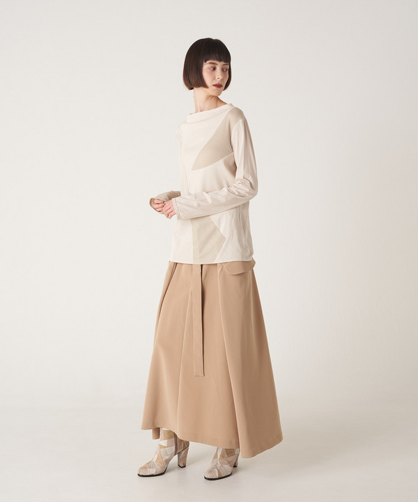 CURVED PATCHWORK JERSEY TOP 詳細画像 BEIGE 6