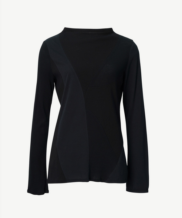 CURVED PATCHWORK JERSEY TOP 詳細画像 BLACK 1