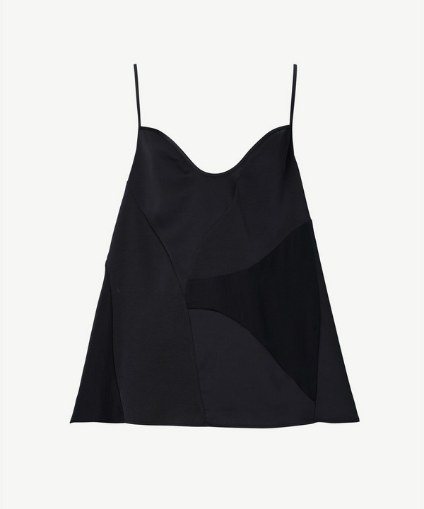 CURVED PATCHWORK SATIN CAMISOLE 詳細画像 BLACK 1