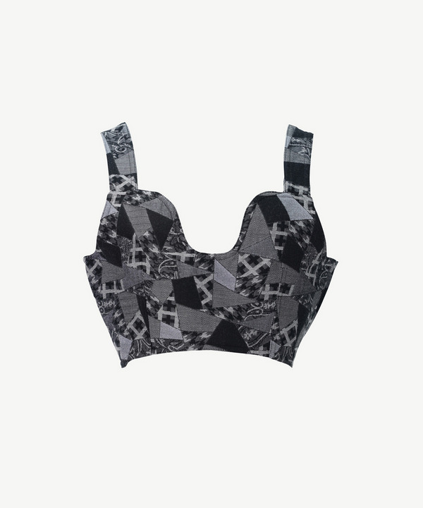 PATCHWORK JACQUARD BUSTIER 詳細画像 GRAY 1