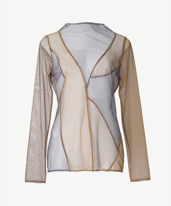 CURVED PATCHWORK TULLE TOP 詳細画像 BEIGE 1