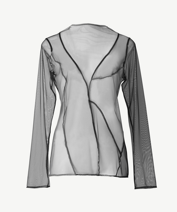 CURVED PATCHWORK TULLE TOP 詳細画像 BLACK 1