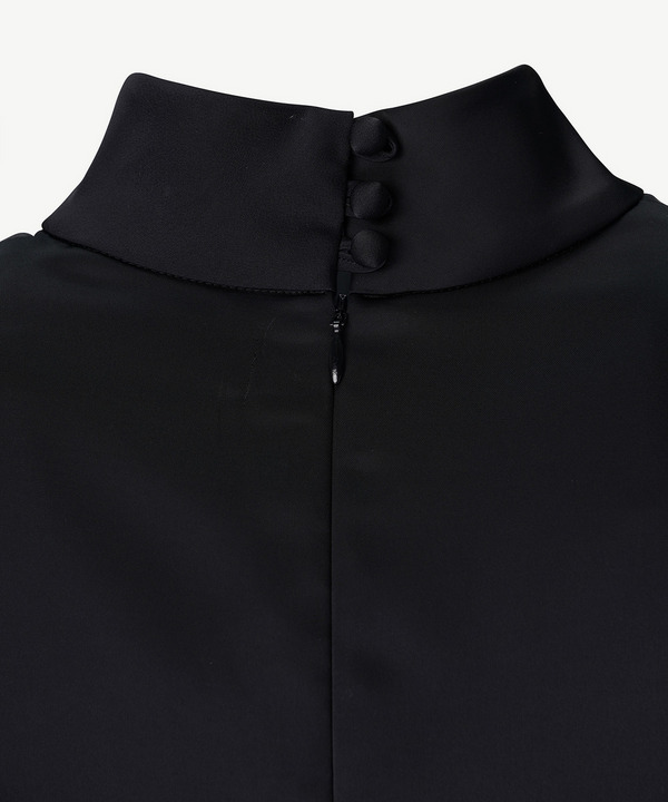 CURVED PATCHWORK SATIN BLOUSE 詳細画像 BLACK 4