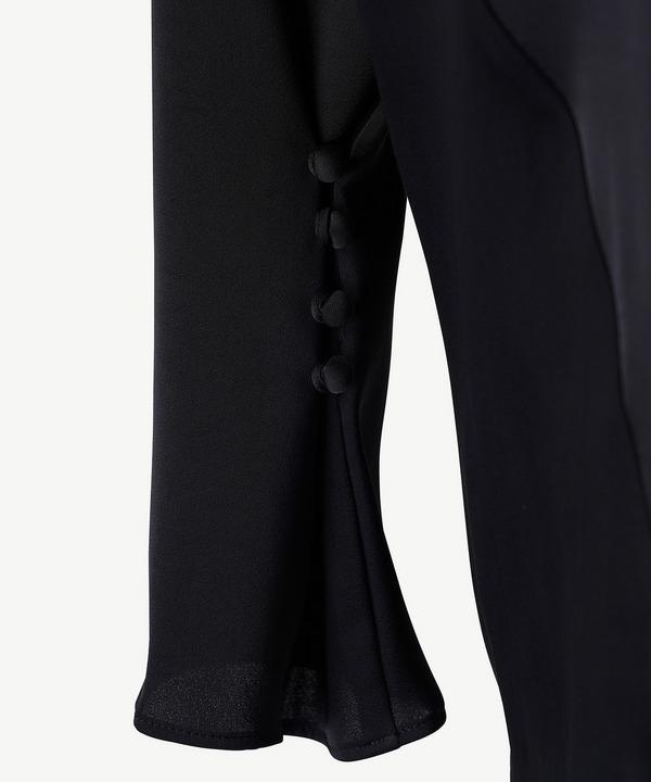 CURVED PATCHWORK SATIN BLOUSE 詳細画像 BLACK 5