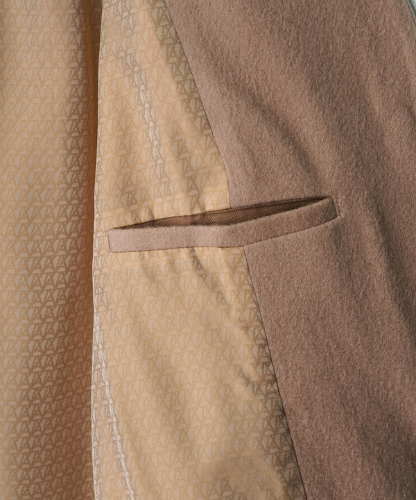 CURVED PATCHWORK WOOL COAT 詳細画像 BROWN 5