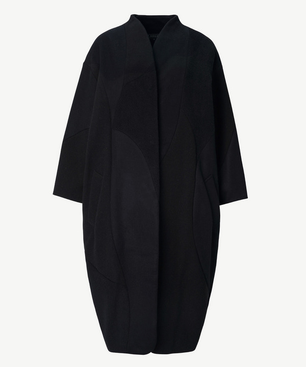 CURVED PATCHWORK WOOL COAT 詳細画像 BLACK 1