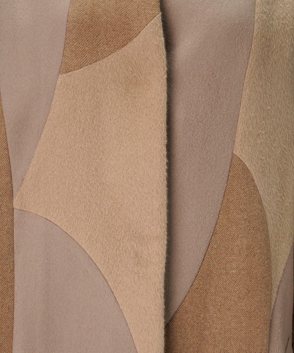 CURVED PATCHWORK WOOL COAT 詳細画像 BLACK 4