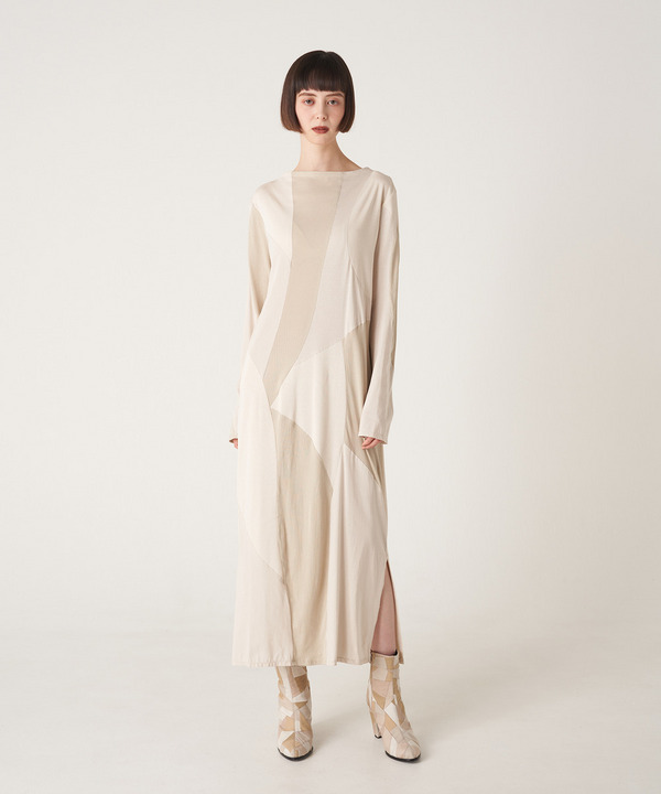 CURVED PATCHWORK JERSEY DRESS 詳細画像 BEIGE 6