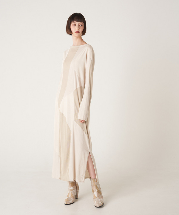 CURVED PATCHWORK JERSEY DRESS 詳細画像 BEIGE 7