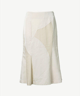 CURVED PATCHWORK SATIN SKIRT