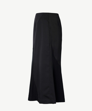 CURVED PATCHWORK SATIN SKIRT 詳細画像