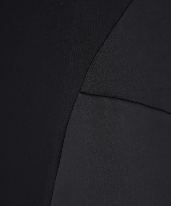 CURVED PATCHWORK SATIN SKIRT 詳細画像 BLACK 4