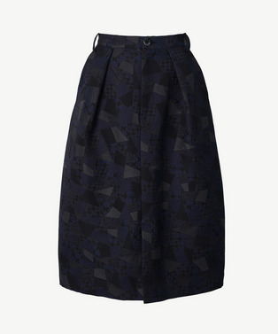 PATCHWORK JACQUARD TUCKED SKIRT