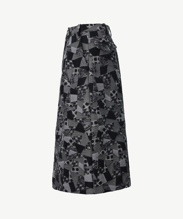 PATCHWORK JACQUARD TUCKED SKIRT 詳細画像 NAVY 3