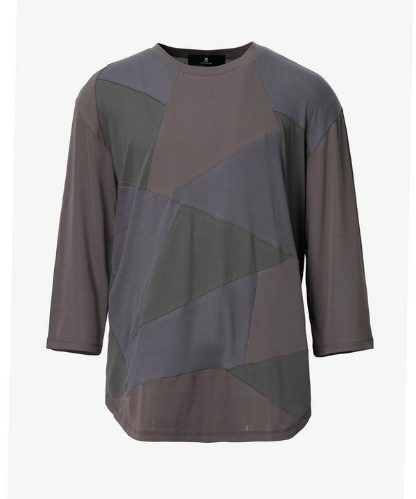 PANEL PATCHWORK 3/4SLEEVE JERSEY TOP 詳細画像 GRAY 1