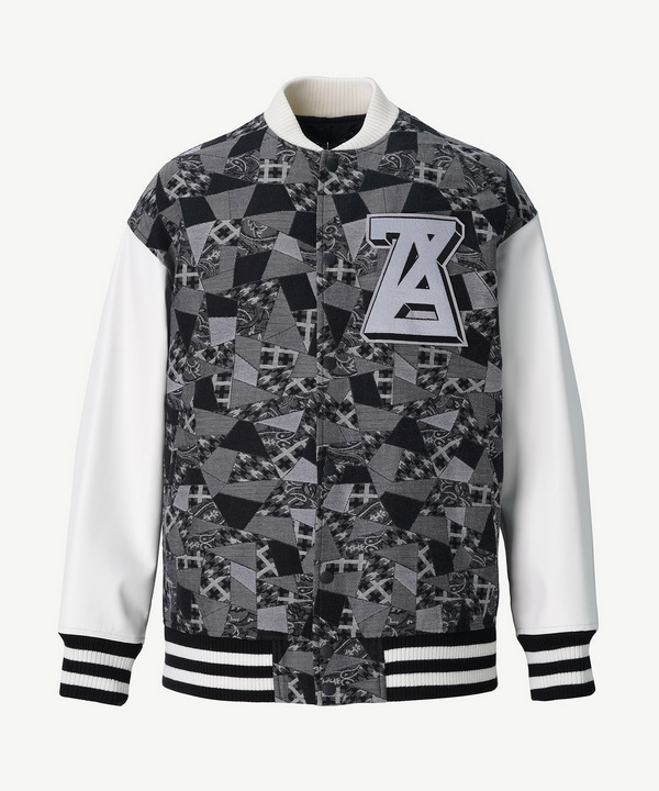 PATCHWORK JACQUARD STADIUM JUMPER 詳細画像 GRAY 1