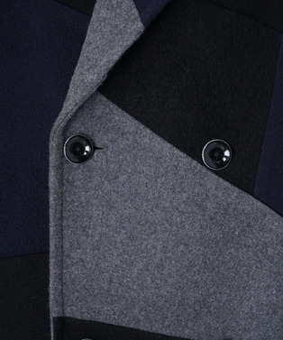 PANEL PATCHWORK WOOL COAT 詳細画像