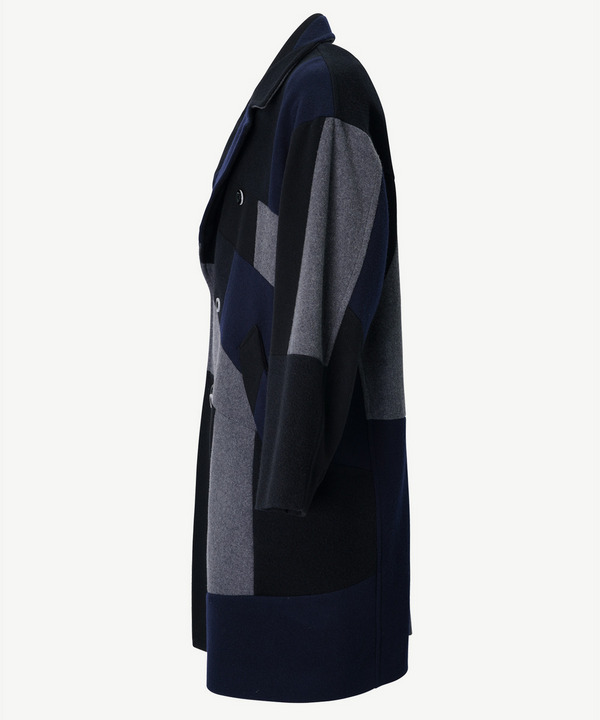 PANEL PATCHWORK WOOL COAT 詳細画像 NAVY 2