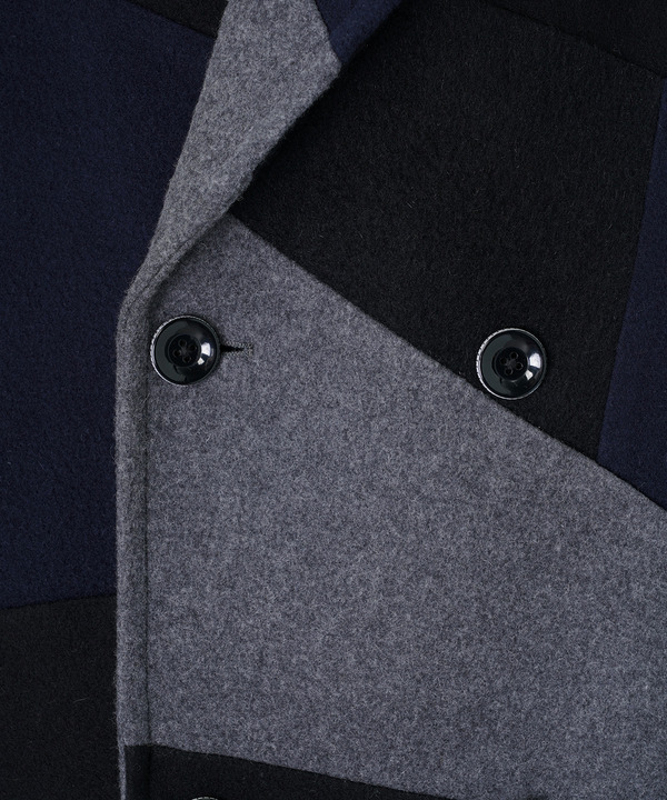 PANEL PATCHWORK WOOL COAT 詳細画像 NAVY 4