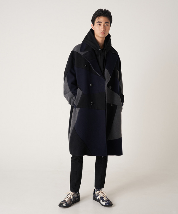 PANEL PATCHWORK WOOL COAT 詳細画像 NAVY 8