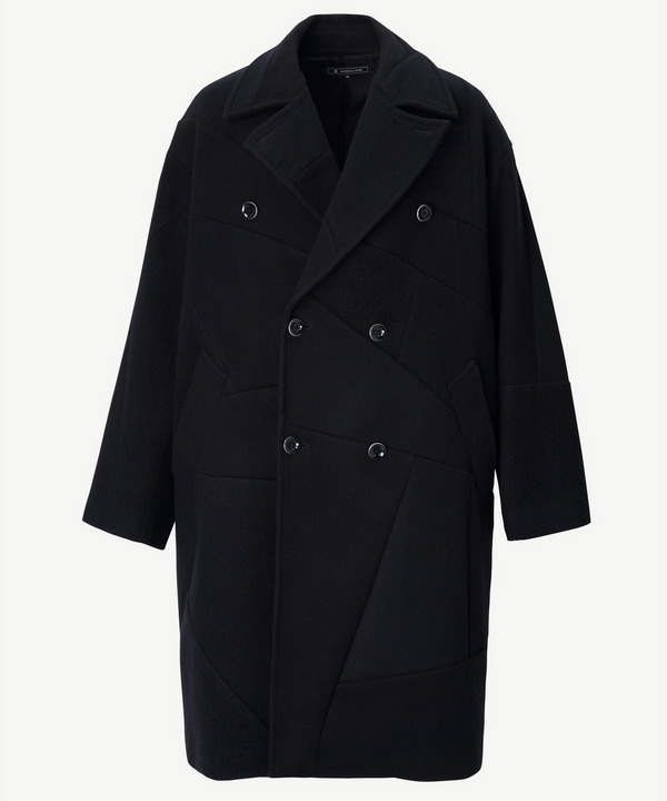 PANEL PATCHWORK WOOL COAT 詳細画像 BLACK 1