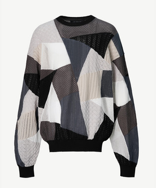 MULTIPLE PATCHWORK PULLOVER KNIT