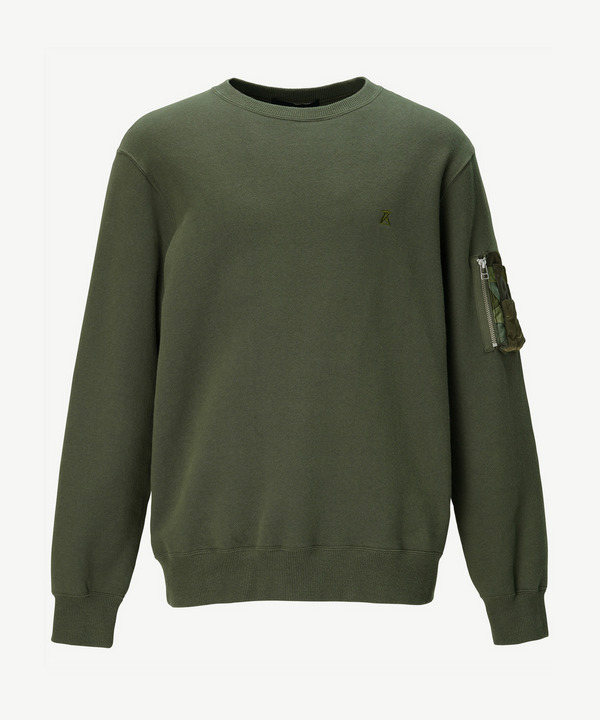 PATCHWORK SLEEVE POCKET SWEATSHIRT 詳細画像 KHAKI 2