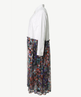 PATCHWORK PRINT TULLE DOCKING SHIRT 詳細画像