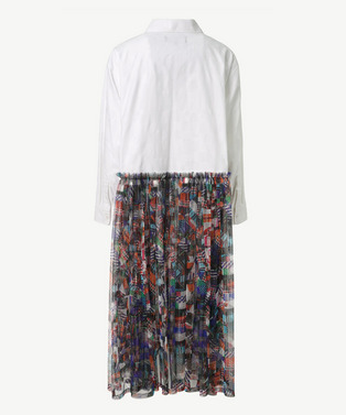 PATCHWORK PRINT TULLE DOCKING SHIRT 詳細画像