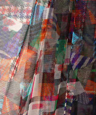 PATCHWORK PRINT TULLE DOCKING SHIRT 詳細画像