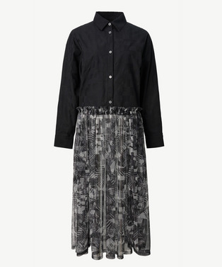 PATCHWORK PRINT TULLE DOCKING SHIRT 詳細画像