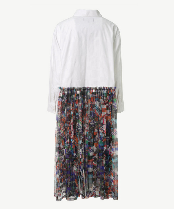 PATCHWORK PRINT TULLE DOCKING SHIRT 詳細画像 WHITE 3