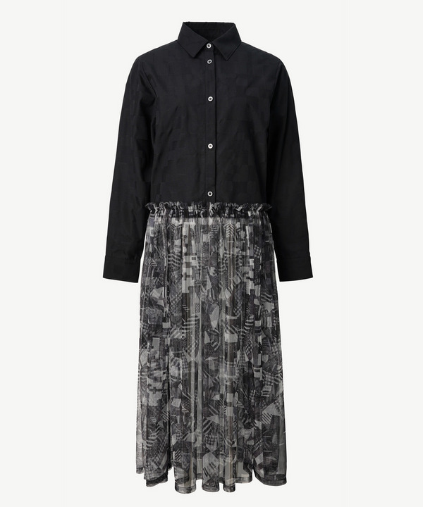 PATCHWORK PRINT TULLE DOCKING SHIRT 詳細画像 WHITE 6
