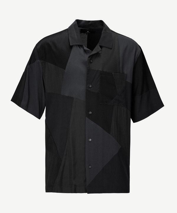 PANEL PATCHWORK RAYON SHIRT 詳細画像 BLACK 1