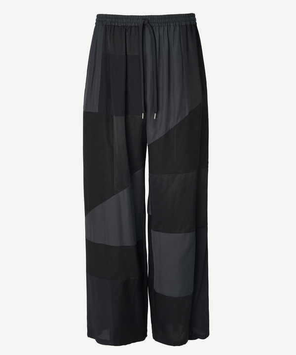 PANEL PATCHWORK RAYON PANTS 詳細画像 BLACK 1