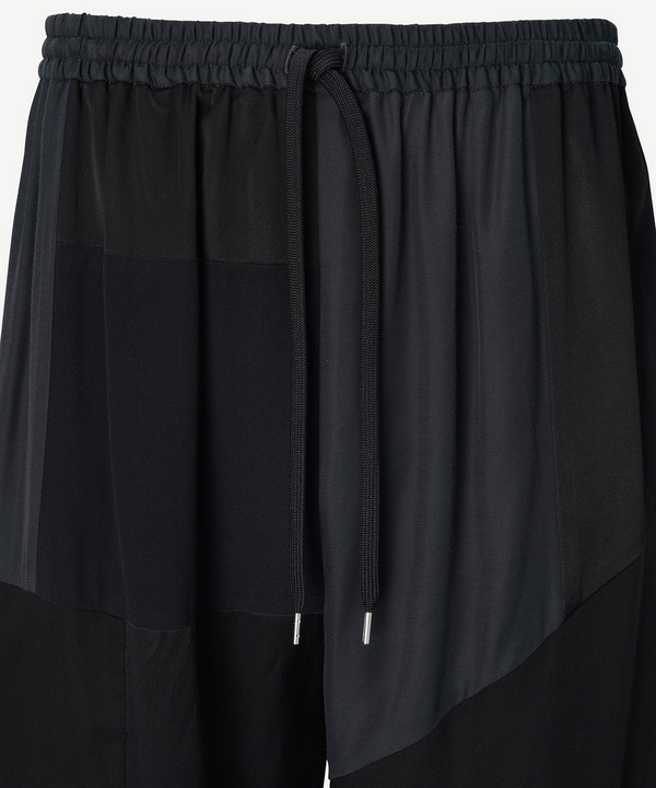 PANEL PATCHWORK RAYON PANTS 詳細画像 BLACK 4