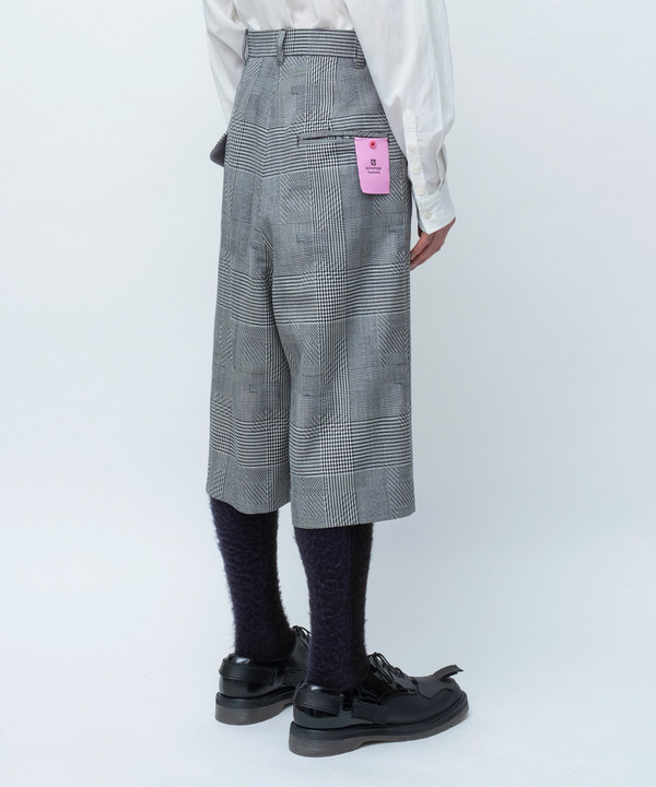WRAP ASYMMETRY SHORTS RANDAM GLEN CHECK 詳細画像 GRAY 3
