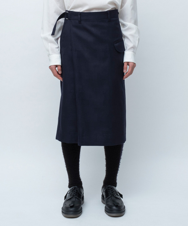 WRAP ASYMMETRY SHORTS RANDAM GLEN CHECK 詳細画像 GRAY 4