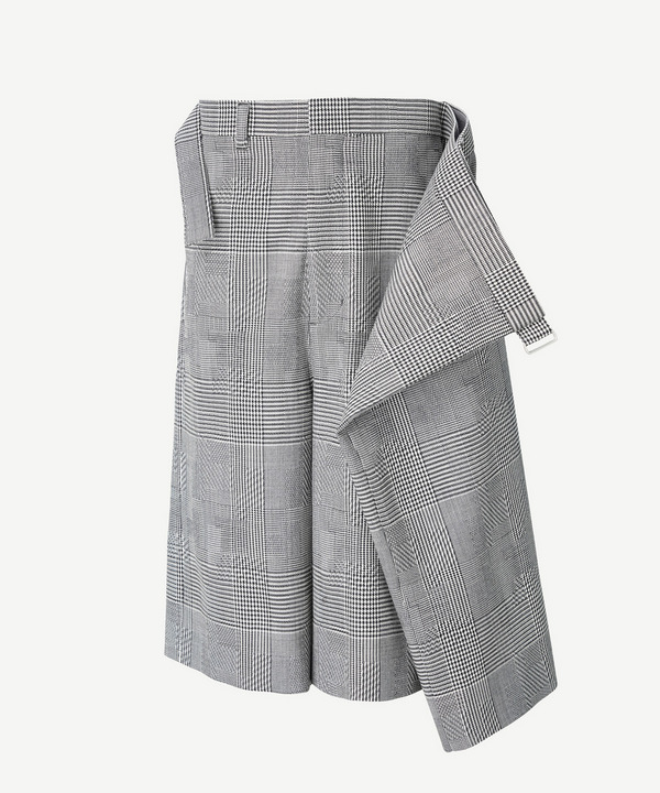 WRAP ASYMMETRY SHORTS RANDAM GLEN CHECK 詳細画像 GRAY 8
