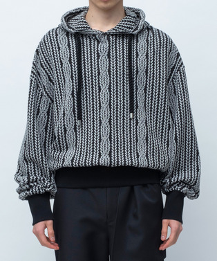 ROPE KNITTING JACQUARD SWEAT HOODIE 詳細画像
