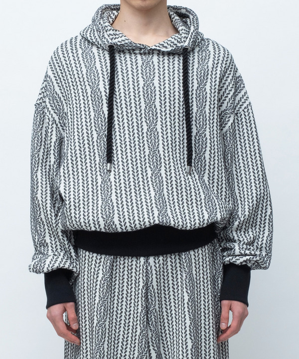 ROPE KNITTING JACQUARD SWEAT HOODIE 詳細画像 BLACK 2