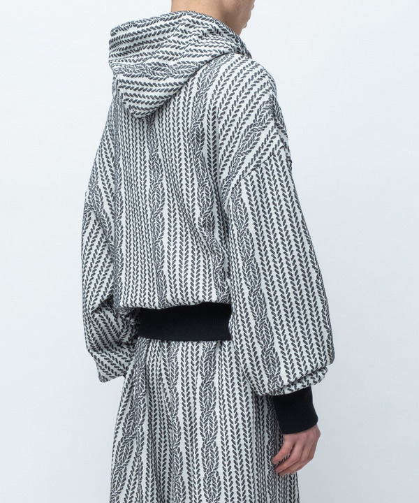 ROPE KNITTING JACQUARD SWEAT HOODIE 詳細画像 BLACK 4