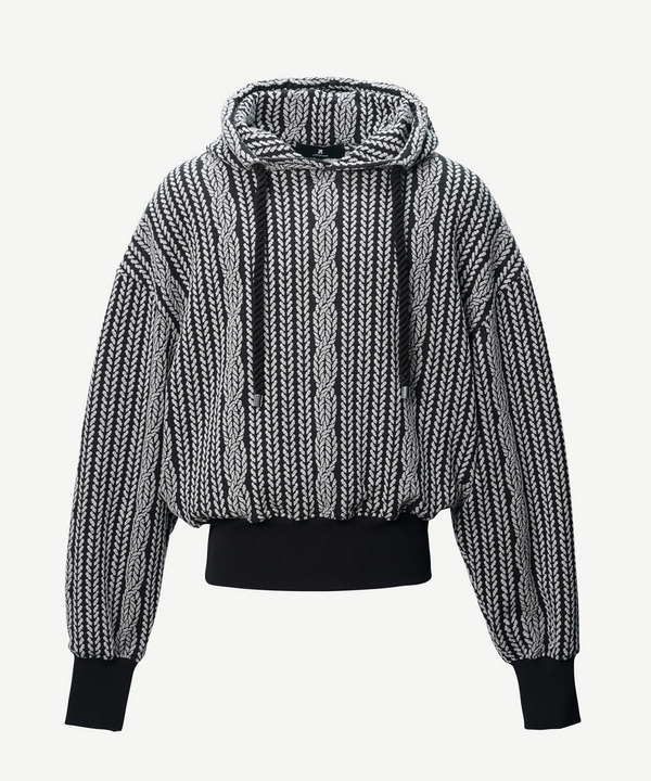 ROPE KNITTING JACQUARD SWEAT HOODIE 詳細画像 BLACK 5