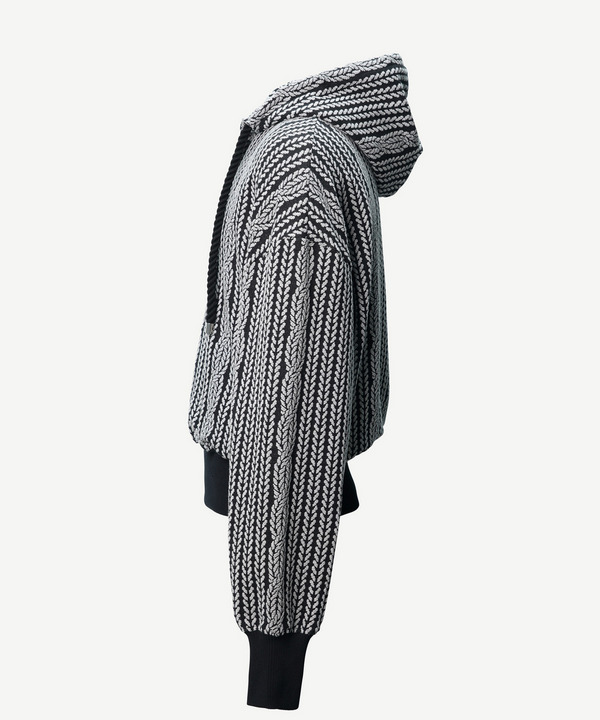 ROPE KNITTING JACQUARD SWEAT HOODIE 詳細画像 BLACK 6